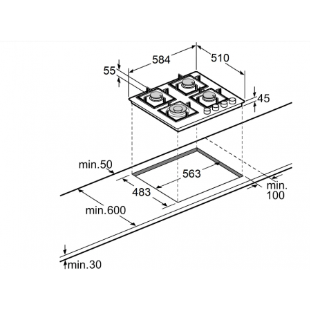 Газовая панель Fabiano Варильна поверхня газова FHG 8244 VGHT  Glass А-9